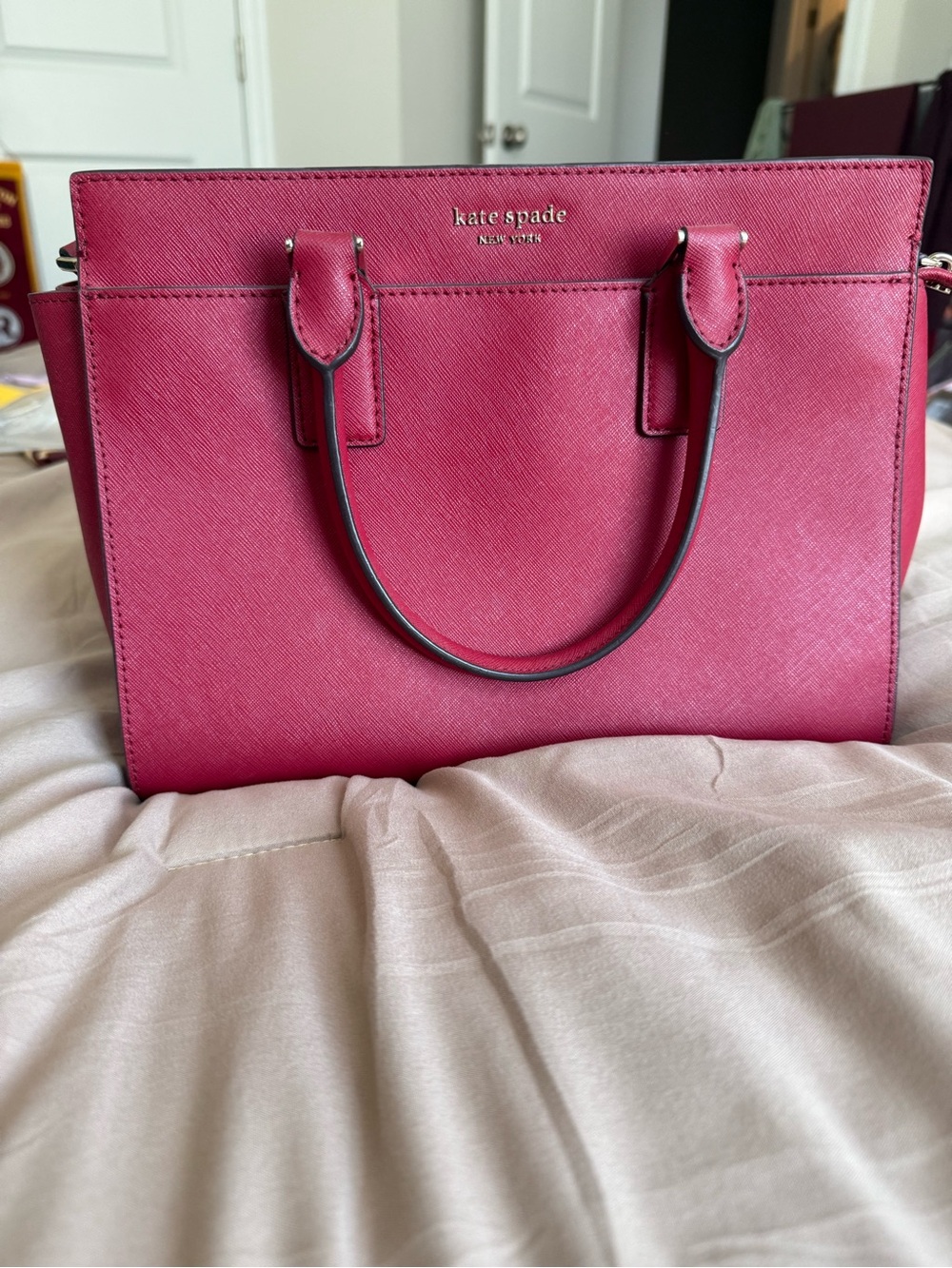 kate spade Red Structured Saffiano Satchel